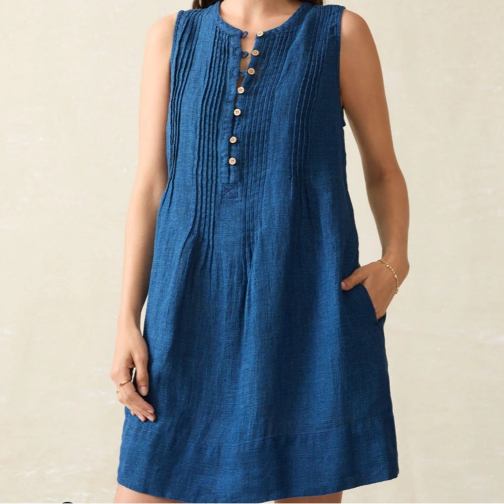 HP! 🎉💕 Faherty Isha Basketweave Dress, Indigo - Picture 4 of 9